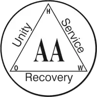 Alcoholics Anonymous (AA) logo, representing a cornerstone of peer-led recovery support at FIRST at Blue Ridge